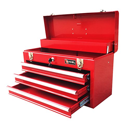 Excel tb133-red 20.5-inch portable steel tool box, red