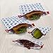 Nordic By Nature 4 Pack - Reusable Sandwich Bags Dishwasher Safe BPA Free - Durable Washable Quick Dry Cloth Baggies -Reusable Snack Bags For Kids School Lunches - Easy Open Zipper - (Apple Pattern)