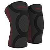 ProFitness Knee Sleeves (One Pair) Knee Support For Joint Pain & Arthritis Pain Relief – Effective Support for Running, Pain Management, Arthritis Pain, Post Surgery Recovery (Large, Black/Red)