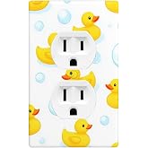 Cute Rubber Ducks 1-Gang Duplex Outlet Cover Wall Plate Bathroom Wall Decor | Funny Yellow Electrical Outlet Covers, Standard 4.50