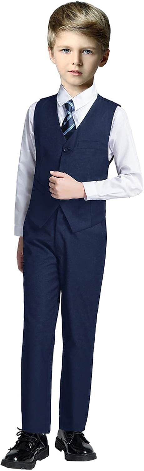 Fersumm Boy Slim Fit Suit Kids Formal Suits for Boys Vest Pants and Shirt Set: Clothing