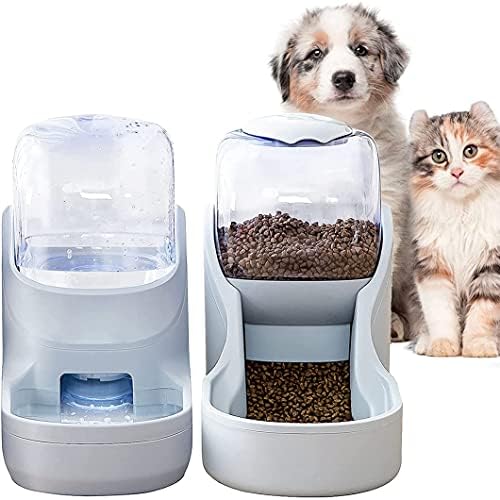 Automatic Pet Feeder,UHOOME Pets Gravity Food and Water Dispenser Set