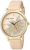 Anne Klein Women's AK/3064PMLP Glitter Accented Gold-Tone and Light Pink Leather Strap Watch