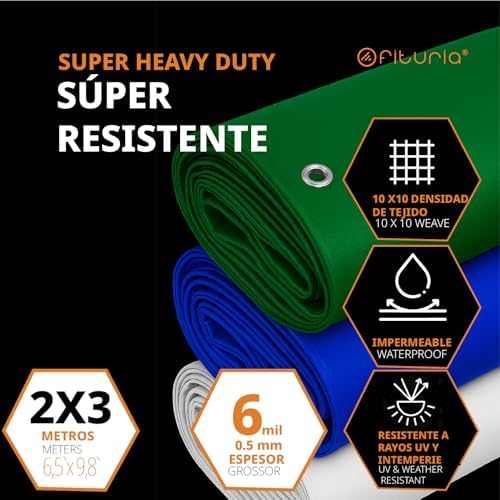 Lona Multiuso Impermeable 2 x 3 m Mix 3 Colores, Pack 3 uds, Ideal para Cubrir y Proteger Muebles y Objetos en Exterior, jardín, Camping y Obras (2x3m, 3 uds)