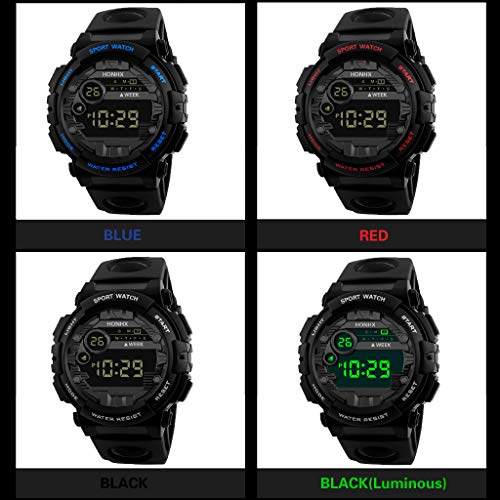 Men's Digital Sport Watch Electronic LED Fashion Waterproof Outdoor Casual Wrist Watch (Blue) - Thumbnail 5