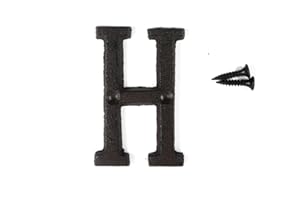 KiaoTime 3" Vintage Decorative Cast Iron Metal Alphabet Letters Wall Sign Hanging Address Name Sign Letter 'H'