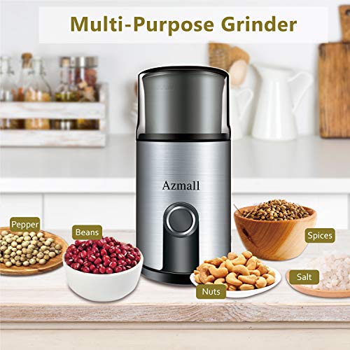 Spice Grinder - Azmall Coffee Bean Grinder Electric with Stainless Steel Blade, 3oz/85g Large Capacity, 200W Powerful Motor, Removable Grinding Cup, also for Pepper, Herbs, Nuts, Seeds, Grains - Thumbnail 5