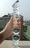 T-explorer Sex Toys Adult Toys Large Big 11.8 Inch Transparent Crystal Immitate Glass Penis Glass Dilddo with 3 Big Beads Female Apparatus Masturbation G-spot Stimulate Stimulator Stimulation Anal Plug for Women