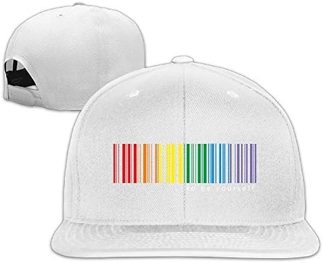 Freshj LGBT Pride Rainbow Men's Flat Billed Baseball Cap White