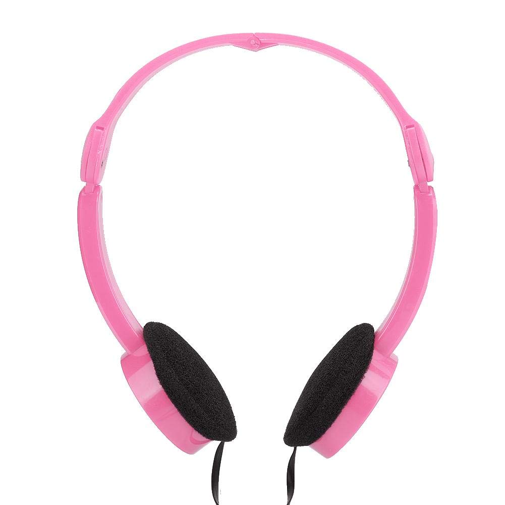 VBESTLIFE Foldable Wired Over-Ear Headphones,Stereo Children Music Headphone with Microphone,Supporting for Skype Calls,For TV Cell phone Laptop PC(Pink)