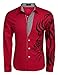 Coofandy Men's Fashion Print Dress Shirt Casual Cotton Button Down Shirts,Red,XLarge