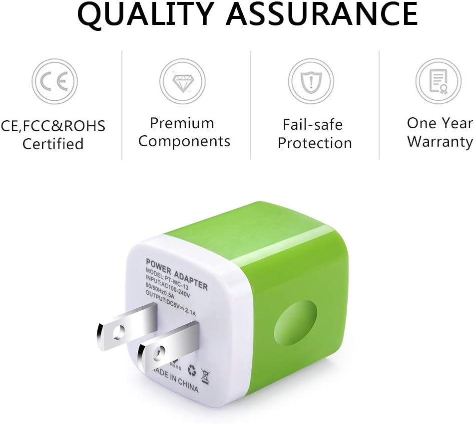 Wall Charger, [3-Pack] 5V/2.1AMP Ailkin Colorful 2-Port USB Wall Charger Home Travel Plug Power Adapter Replacement for iPhone 7/7 plus, 6s/6s plus, Samsung Galaxy S7 S6, HTC, LG, Table, Motorola More