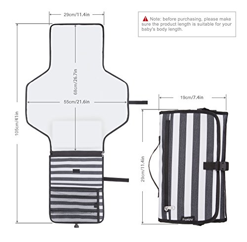 Portable Baby Changing Pad, LCARY Waterproof Travel Diaper Changing Station Kit with Pillow & 3 Pockets, Diaper Change Mat Bag for Toddlers Infants and Newborns