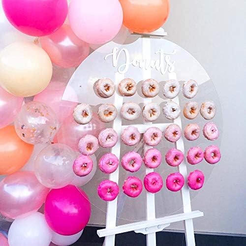 LUGUNU Clear Acrylic Donut Wall Decor Round Display Stand with 31 Pillars for Bridal Shower Weddings Birthday Party and More
