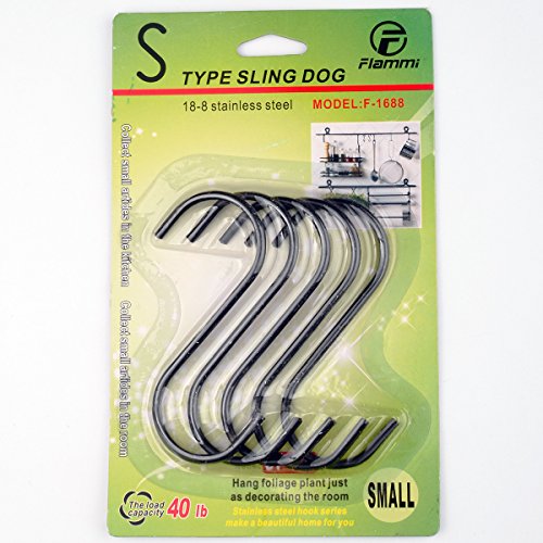 Flammi 10-Pack Heavy-Duty S Shaped Hooks Black Finish Steel Kitchen S Type Hooks Hangers for Pans Pots Plants Bags Towels