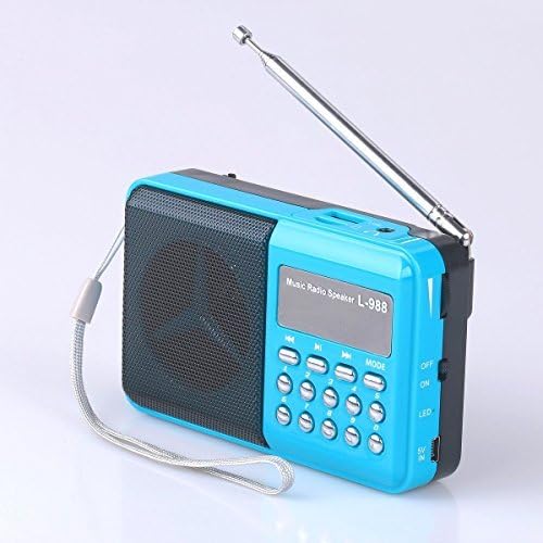Mfine Portable Mini USB FM Radio Speaker Music Player TF Card For PC iPod Phone (988 Blue)