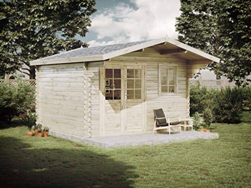 Alpholz Gartenhaus Erki B aus Massiv-Holz | Gerätehaus mit 44 mm Wandstärke | Garten Holzhaus mit Imprägnierung (pinie…