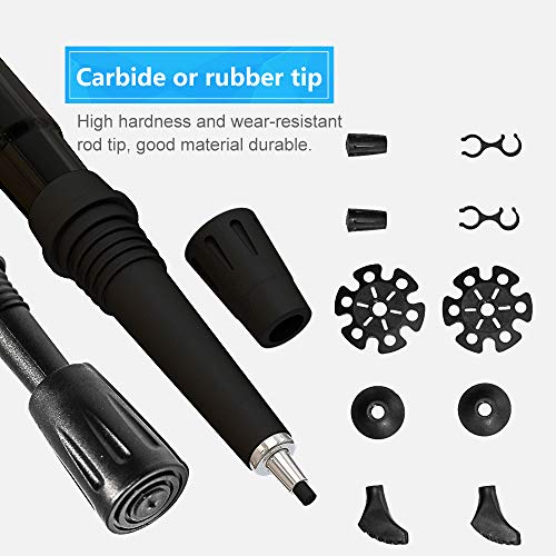 pys Trekking Telescopic Walking Poles - Adjustable Aluminium Lightweight Section Trekking Alpenstock, Ultralight & Comfortable with Shock-Absorbent, Quick Lock, 1 Pair (Black V2)