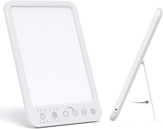 sad lamp uv free light therapy lamp 12000 lux sad light therapy lamp led light with 3 color temperature smooth dimming touch control timer on