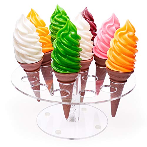 Clear Acrylic Ice Cream Cone Holder,Round Holder Stand for Sushi Hand Roll,16 Holes-SupperAcrylic