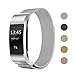Keasy Replacement Bands Compatible with Fitbit Charge 2, Stainless Steel Metal Lock Replacement Wristband for Women Men (Small, Silver)