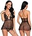 Avidlove Women Deep V Halter Lingerie Lace Babydoll Mesh Chemise Sleepwear