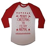 Better Than Real Life Tees Merry Christmas Ya Filthy Animal Raglan Shirt