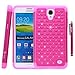 Style4U Studded Rhinestone Hybrid Armor Case Cover For Samsung Galaxy Mega 2 G750F With 1 Screen Protector And 1 Stylus [Hot Pink / Hot Pink]