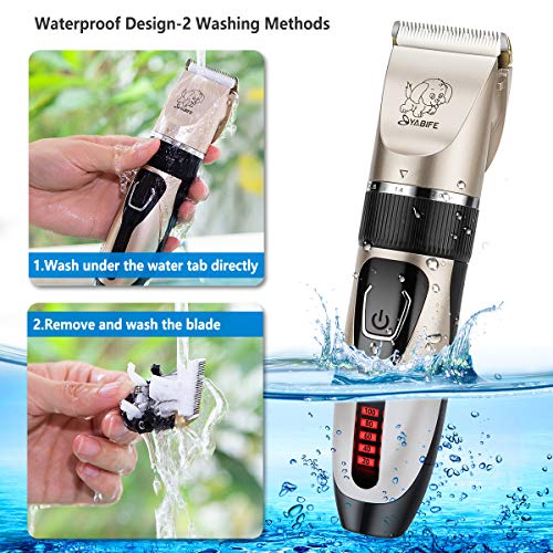 Dog Clippers, USB Rechargeable Cordless Dog Grooming Kit, Electric Pets Hair Trimmers Shaver Shears for Dogs and Cats, Quiet, Washable, with LED Display (USB Cable)