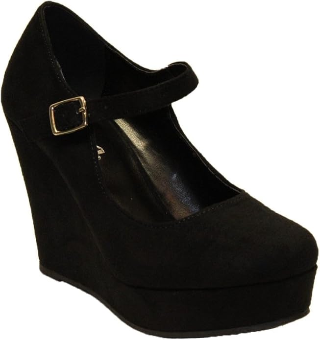 Soda Faux Suede Mary Jane Platform Wedge Shoes (7.5) Shoes
