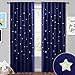 NICETOWN Blue Blackout Curtains 84 inches - Hollow Stars Nap Time Essential Nursery Curtain Panels, Creative Space Decoration Twinkle Stars Window Drapes for Kids Bedroom, Navy Blue, Set of 2, 52 Wide