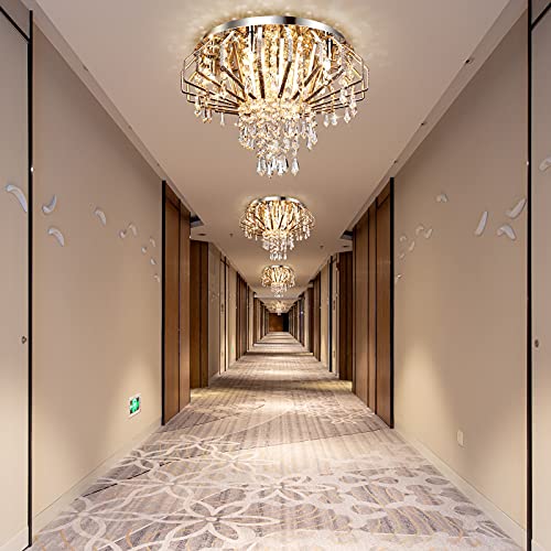 Txlovest Lyming Crystal Chandelier Light Fixture, 6 Lights Modern Flush Mount Crystal Ceiling Light Lamp D16.5\'\' x H12.6\'\' Mini Chandelier Lighting Fixtures for Bedroom Living Room Hallway Balcony