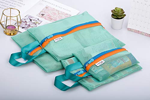LA 4pcs Pink Travel Zip Pouch Tidy Luggage Packing Organizer Bags Case for Clothing Makeup Sundries Storage- (Mint)