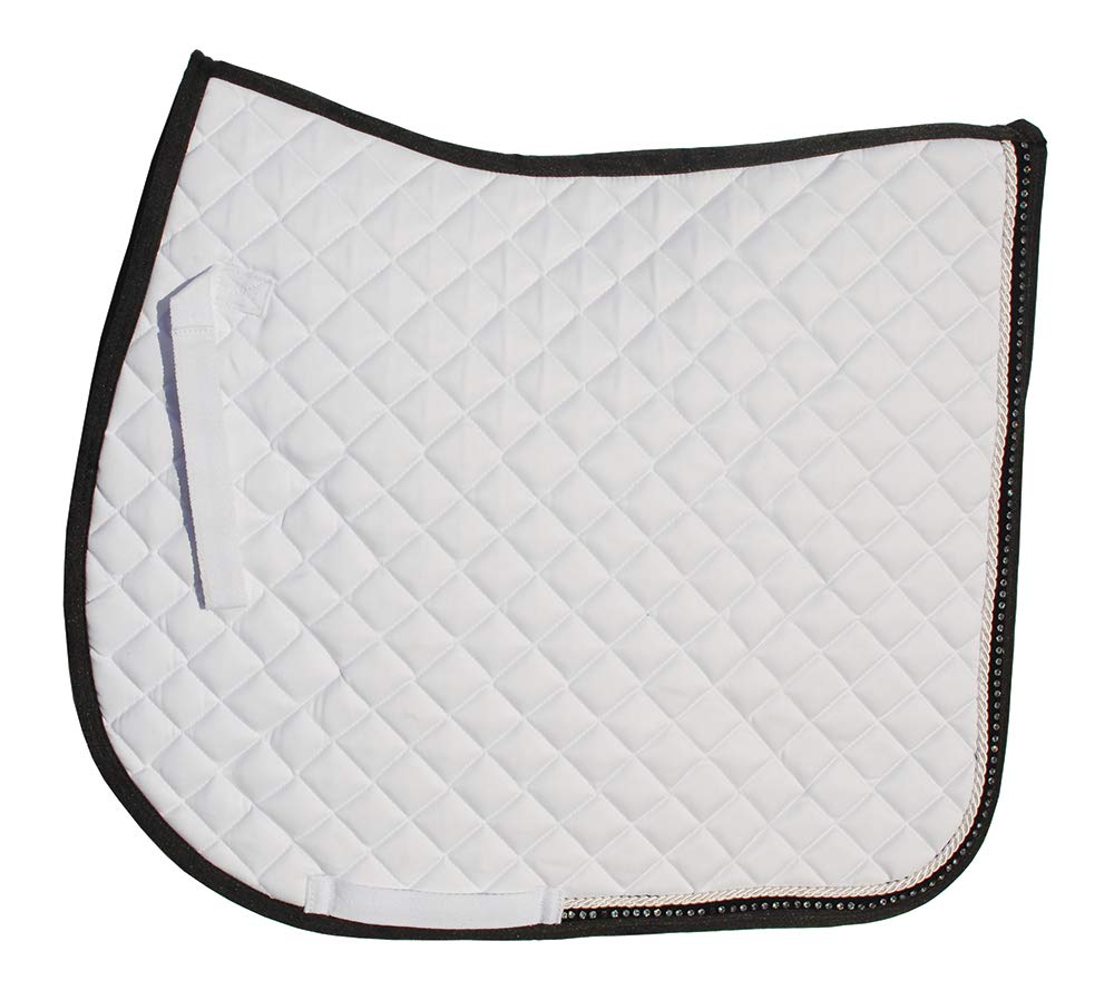 Rhinegold Elite Diamante Trim Saddle Cloth-Cob-White