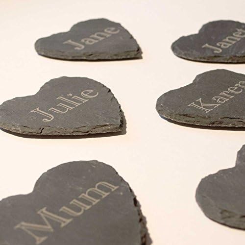 Personalised Love Heart Slate Coasters, Wedding Favours, Christening Gift, Anniversary (X2 Coasters)
