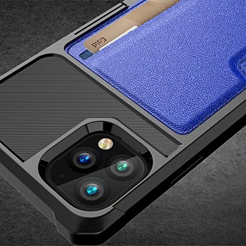 iPhone 11 Pro Max 2019 6.5 Case, Ranyi Carbon Fiber Wallet Case with Credit Card Holder Shock Absorbing Resilient TPU Rubber Defender Protective Case for 2019 6.5 Inch iPhone 11 Pro Max (Blue) - Thumbnail 6
