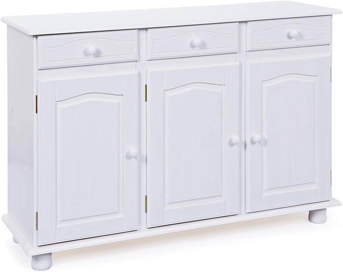 Inter Link Comò Credenza Bassa Pino Massello Verniciato, Bianco Amazon