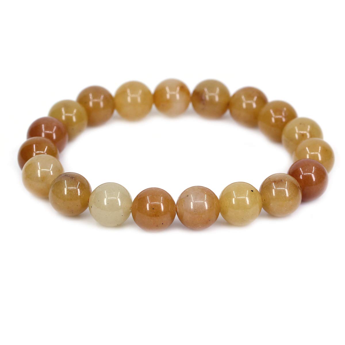 CHENYUE Natural Multicolor Yellow Quartize Gemstone 10mm Round Beads Stretch Bracelet 7" Unisex โ image 1