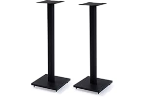 EXIMUS One Pair Fixed Height Universal Speaker Floor Stands with Faux Carbon Fiber Base - Black - 310 Series