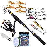Sougayilang Fishing Rod Reel Combos, Collapsible Telescopic Fishing Pole with Spinning Reel Kit for Adults Kids Outdoor Sport Travel Freshwater Saltwater Fishing