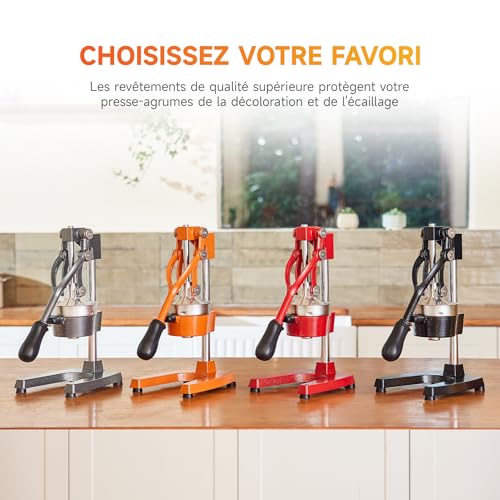 CO-Z Professional Manual Citrus Press Silent Stainless Steel Food Grade Grinder Juice Press Orange Lime Lemon Apple Fruit Black