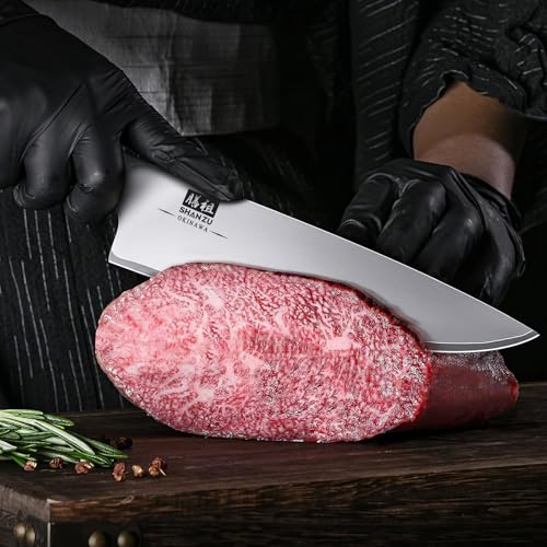 SHAN ZU Kitchen Knife Set 3 PCS, Japanese Chef Knife Set with High Carbon 10Cr15Mov Stainless Steel, Ultra-Sharp Kitchen Knives Set Utility Paring Knife with Ergonomic Pakkawood Handle | 10Cr15Mov High Carbon Stainless Steel, Sharp Chef Utility Paring Knife with Ergonomic Pakkawood Handle - OKINAWA Series