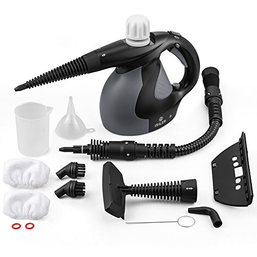 ISILER Upgraded Handheld Steam Cleaner, Pressurized Steam Cleaner with Safety Lock, Powerful Multi-Purpose Steam Cleaner with 14 Accessories for Bathroom, Kitchen, Surfaces, Floor, Carpet and More