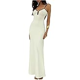 Milumia Women's Elegant Spaghetti Strap Maxi Dress Cut Out Backless Bodycon Cocktail Dresses