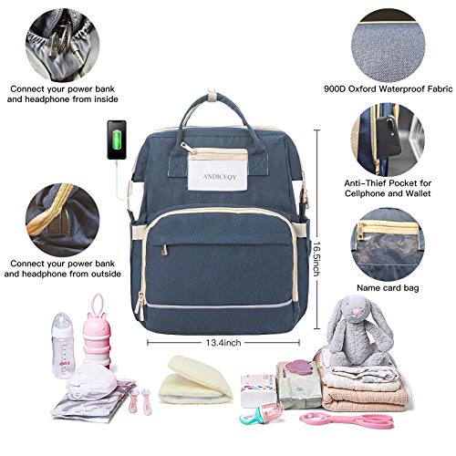Waterproof 3 in 1 Foldable Baby Bed Backpack Portable Diaper Bag Multi
