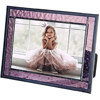 Purple Picture Frame Stained Glass Home Décor Office Deck Table Top 4x6 Photo Horizontal Vertical Easel Back Series J Devlin