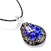 JEWELRIESHOP Assorted Color Handmade Italian Murano Glass Floral Pendant with 18 inches Genuine Leather Chain