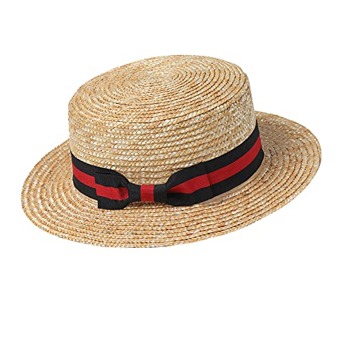 BABEYOND Men's 1920s Brim Boater Hat 