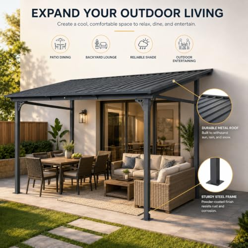 Kingdura 8x8 Wall Mounted Gazebo Review: Hardtop Lean-To Pergola with Galvanized Steel image 15
