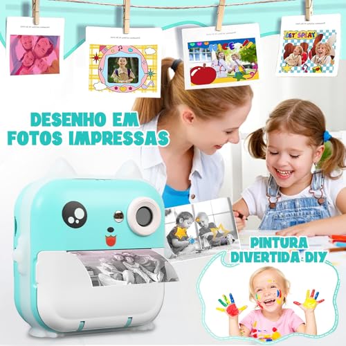 Câmera Instantânea (green), Câmera Instantânea, Pode Imprimir Fotos, Grafite Diy, Vídeo HD, Pixels HD de 2400W